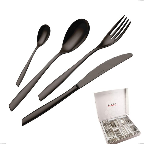 Eleven PVD Black 24 pieces cutlery set in box, Stainless steel 18.10, thickness 2.5 mm