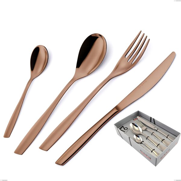 ELeven PVD Chocolate 16-piece cutlery set in display packaging, 18/10 polished stainless steel, 2.5 mm thickness, PVD chocolate