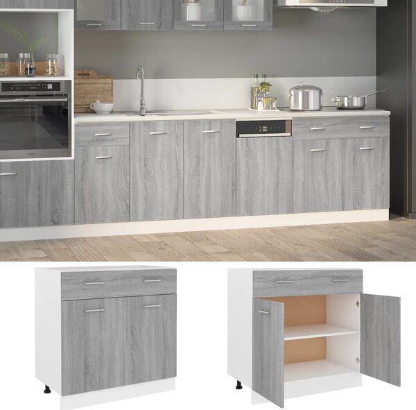 Drawer Bottom Cabinet Grey Sonoma 80x46x81.5 cm Engineered Wood