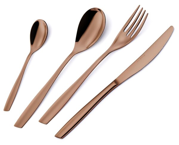 ELeven PVD Chocolate 30-piece Cutlery Set in Panoramic Packaging, Polished 18/10 Stainless Steel, 2.5 mm Thickness, PVD Chocolate
