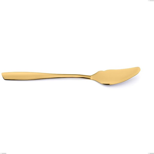 Eleven PVD Gold Fish Knife, Polished 18/10 Stainless Steel, 2.5 mm Thickness, Gold PVD