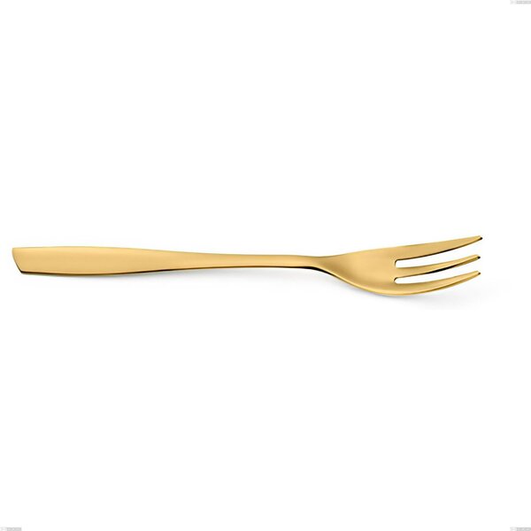 Eleven PVD Gold Dessert Fork, Polished 18/10 Stainless Steel, Length 191 mm Thickness 2.5 mm, Gold PVD