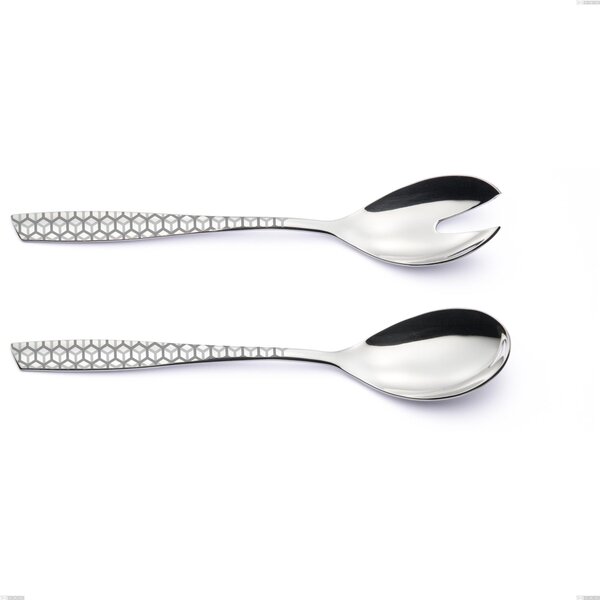 Eleven Exa Salad Cutlery Set, Stainless Steel AISI 304 Polished Laser Design, 2.5mm Thickness, Length 253 mm