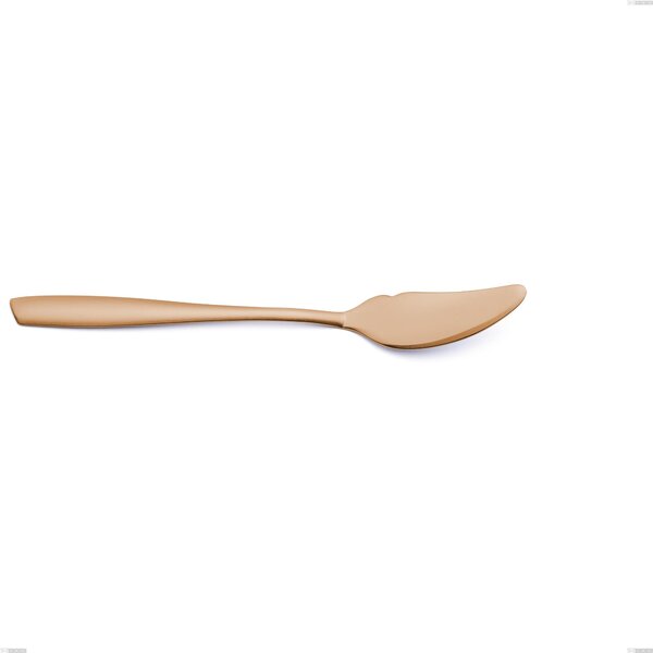 Burnished Glossy Eleven Rose Fish Knife, Stainless Steel 18-10, AISI 304 Polished Burnished, thickness 2.5 mm, length 204 mm