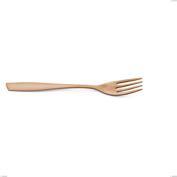 Eleven Rose Burnished Glossy Serving Fork, Stainless Steel 18-10, AISI 304 Polished Burnished, 2.5 mm Thickness, 252 mm Length