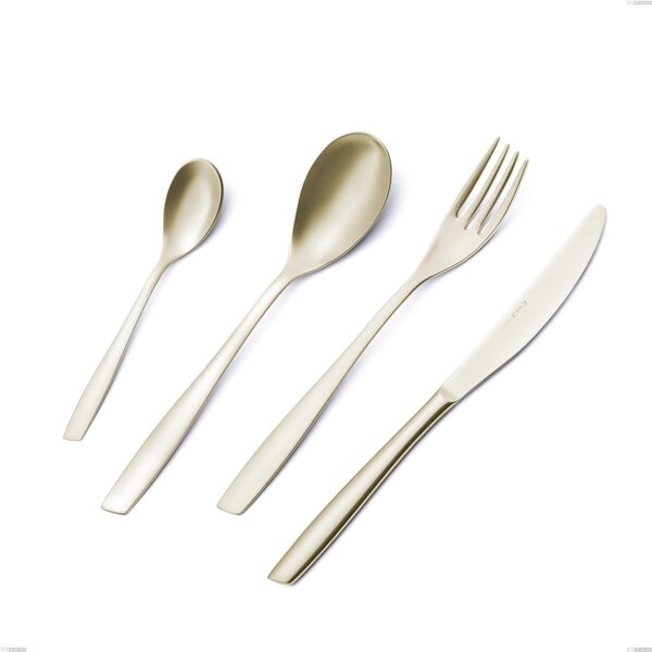 Eleven PVD Champagne Fish Knife, Sandblasted 18/10 Stainless Steel, 2.5 mm Thickness, 204 mm Length, Champagne PVD