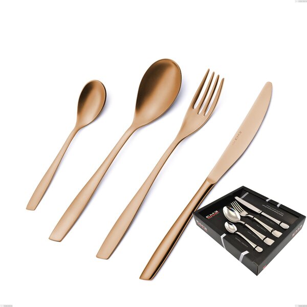Eleven rose brunita lucida 24-piece cutlery set in display box, Stainless Steel 18/10 (AISI 304), 2.5 mm thickness