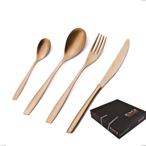 Eleven rose brunita lucida 49-piece cutlery set in gift box, polished burnt stainless steel 18/10 (AISI 304), 2.5 mm thickness