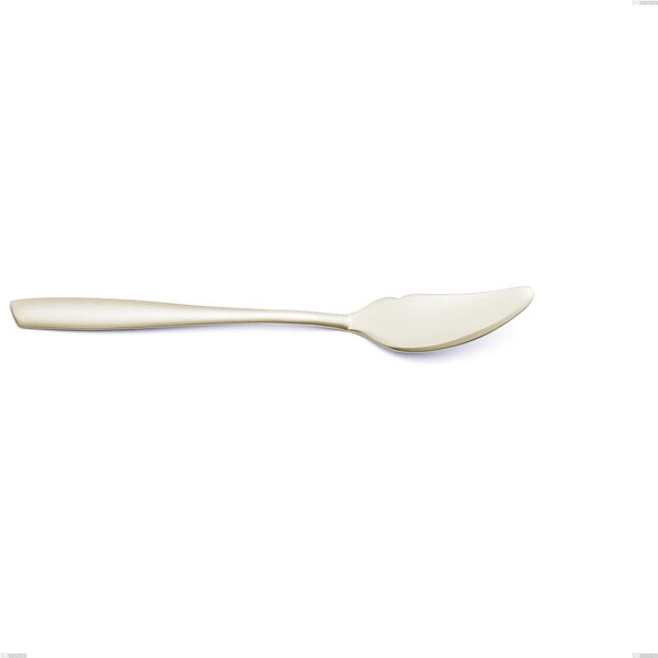 Eleven PVD Champagne Fish Knife, Sandblasted 18/10 Stainless Steel, 2.5 mm Thickness, 204 mm Length, Champagne PVD