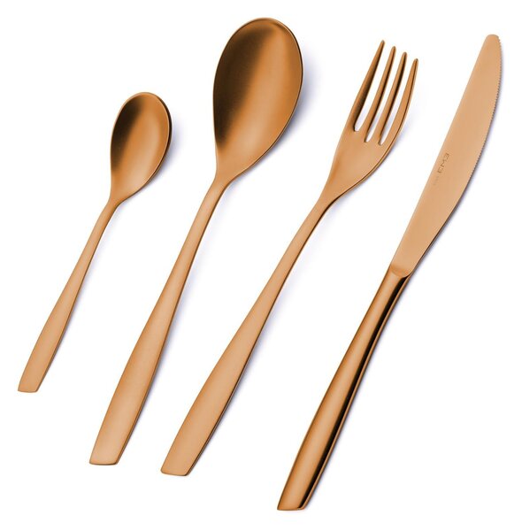 Eleven Sahara Brunita Sabbiata 49-piece Cutlery Set in Mess Hall Box, Sandblasted Burnished Finish, Stainless Steel 18/10 (AISI 304), Thickness 2.5 mm