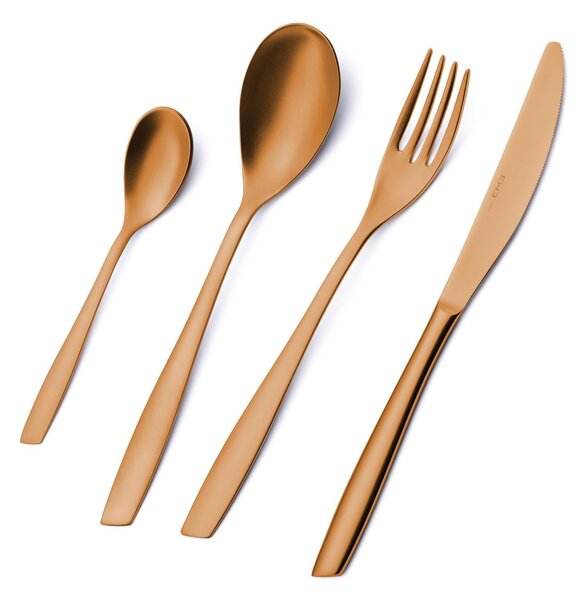 Sixteen-Piece Cutlery Set Eleven Sahara Brunita Sabbiata in Showcase Box, Eleven Sahara 2.5 mm Brunita Sabbiata, Stainless Steel 18/10 (AISI 304), Thickness 2.5 mm