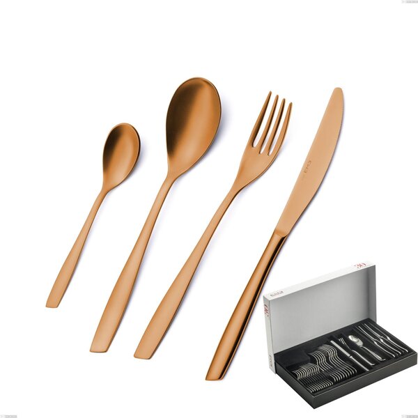 30-Piece Cutlery Set Eleven Sahara Brunita Sabbiata in Panoramic Packaging Eleven Sahara 2.5 mm Brunita Sabbiata, Stainless Steel 18/10 (AISI 304), Thickness 2.5 mm