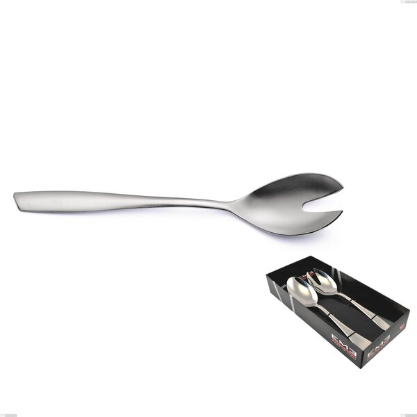Eleven Sandblasted 2-Piece Salad Set in Display Box, 18-10 Sandblasted Stainless Steel