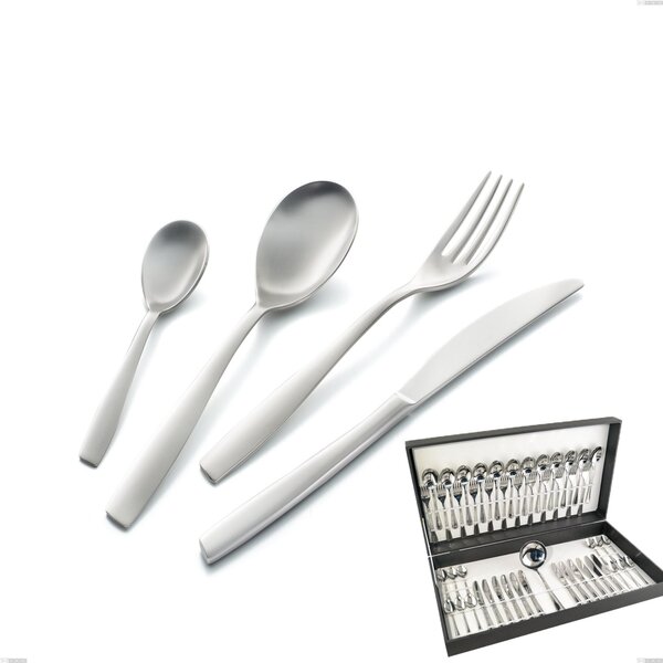 Eleven Sandblasted 49 Piece Cutlery Set in Canteen Box, 18-10 Sandblasted Steel