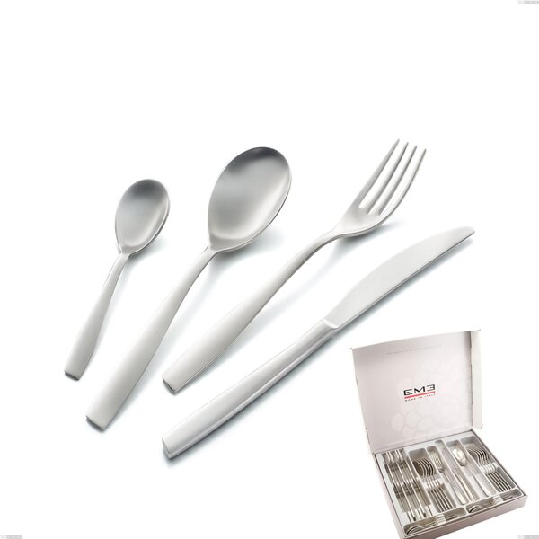 Eleven Sandblasted 24 Piece Cutlery Set in Box, 18-10 Brushed Steel
