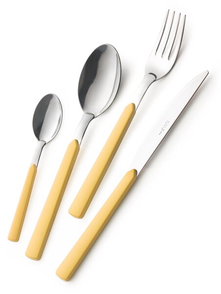 FAST 16-Piece Colourful Cutlery Set: 4 Knives, 4 Forks, 4 Spoons, 4 Coffee Spoons (Yellow, Serves 4)