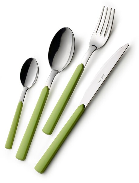 FAST 16 Pieces Colourful Cutlery Set 4 Knives 4 Forks 4 Spoons 4 Coffee Spoons (4 Place Settings) Green Colour