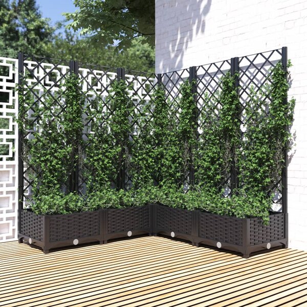 Garden Planter with Trellis Black 120x120x121.5 cm PP