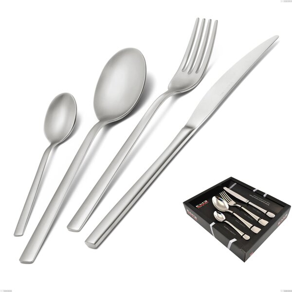 Fashion Sandblasted 24-piece cutlery set in showcase packaging, 18/10 (AISI304), 3 mm thickness