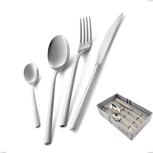 Fashion 16-piece cutlery set in display box, 18/10 AISI 304 polished stainless steel, 3 mm thickness