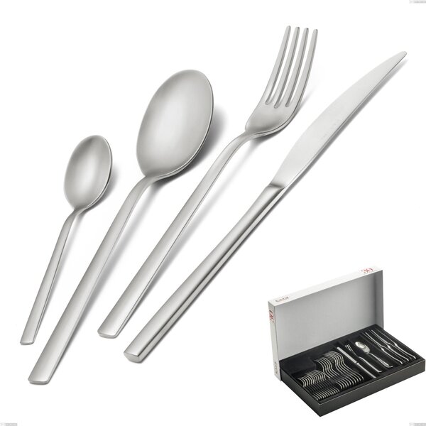 30-Piece Fashion Sandblasted Cutlery Set in Panoramic Packaging, 18/10 (AISI304), 3 mm Thickness