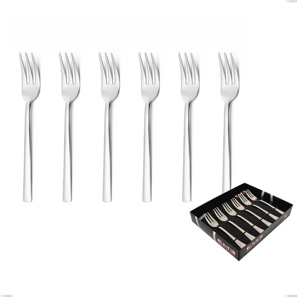 Set of 6 Fashion Sandblasted dessert forks in showcase packaging, 18/10 (AISI304), thickness 3 mm