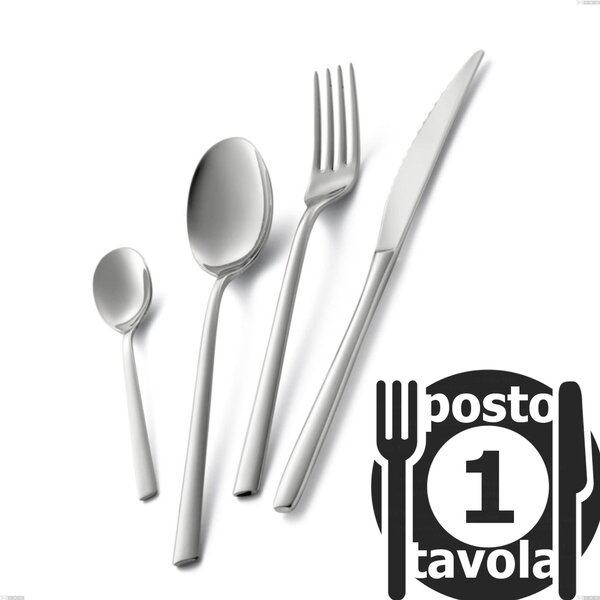 Fashion 1 Place Setting Cutlery, 18/10 AISI 304 Polished Stainless Steel, 3 mm Thickness
