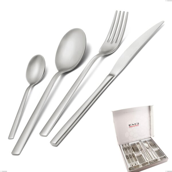 Fashion Sandblasted 24-piece cutlery set in presentation box, 18/10 (AISI304), 3 mm thickness
