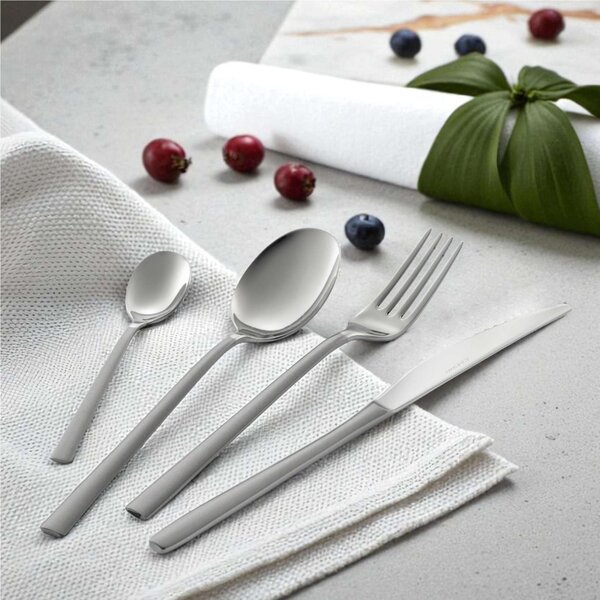 24-Piece Fashion Twin Cutlery Set in Display Box, Satin Handle, Stainless Steel 18.10 (AISI304), 3.00 mm Thickness, TWIN Line Half Satin Half Polished Steel
