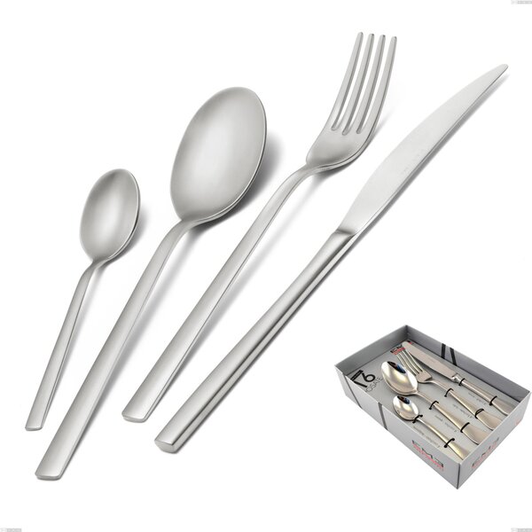 16-Piece Fashion Sandblasted Cutlery Set in Showcase Packaging, 18/10 (AISI304), 3 mm Thickness