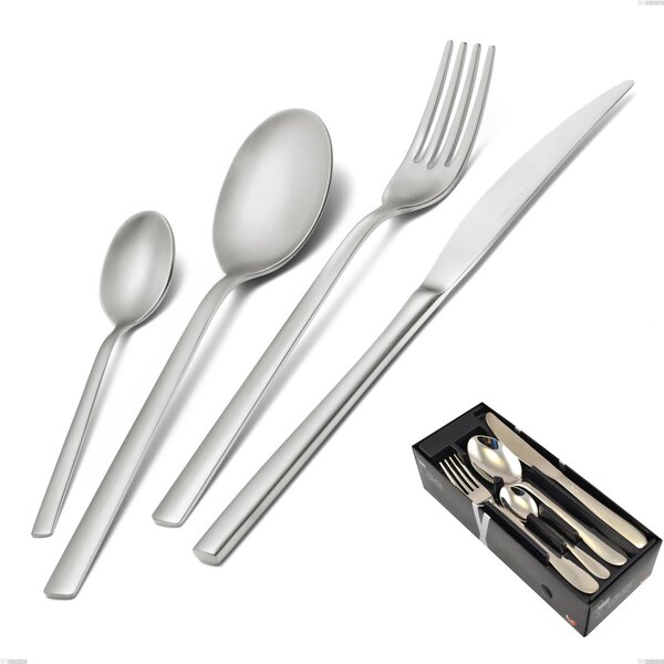 Fashion Sandblasted 24 Piece Cutlery Set in Space-Saving Packaging, 18/10 (AISI304), 3 mm Thickness