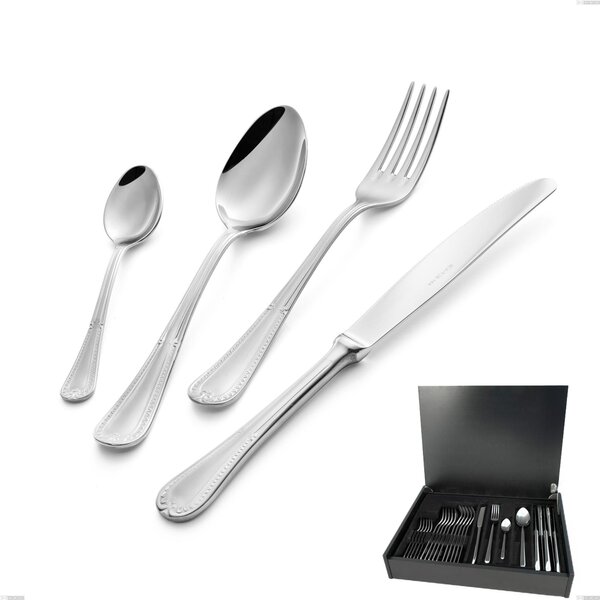 Firenze 24-Piece Cutlery Set in Wooden Case, Stainless Steel 18.10 (Aisi304), 2.5 mm Thickness