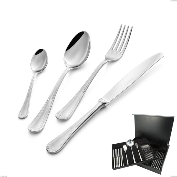 Firenze 75-Piece Cutlery Set in Wooden Case, Stainless Steel 18.10 (Aisi304), Thickness 2.5 mm