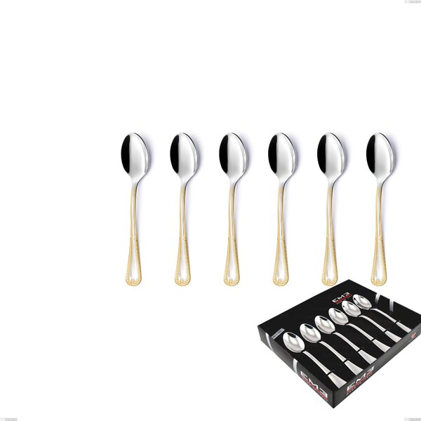 Set of 6 Firenze oro coffee spoons in display case, 18-10 stainless steel, 24 carat gold, 2.5 mm thickness