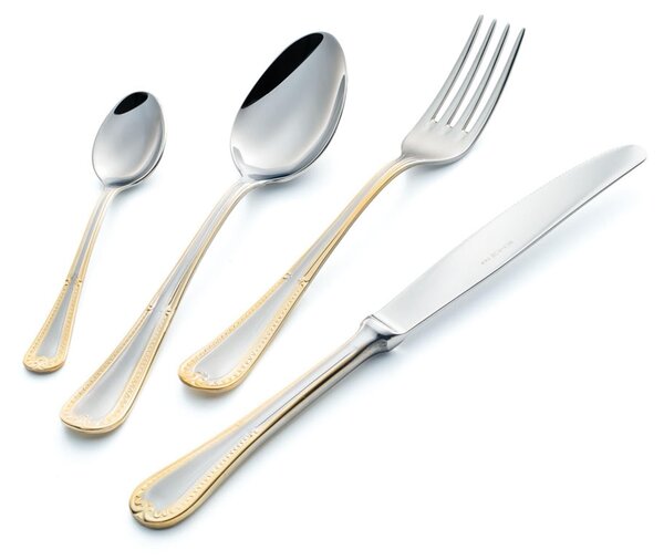 FIRENZE ORO Cutlery Set 24 Pieces Stainless Steel and Gold 18/10 AISI304 Thickness 2.5 mm in Panoramic Packaging