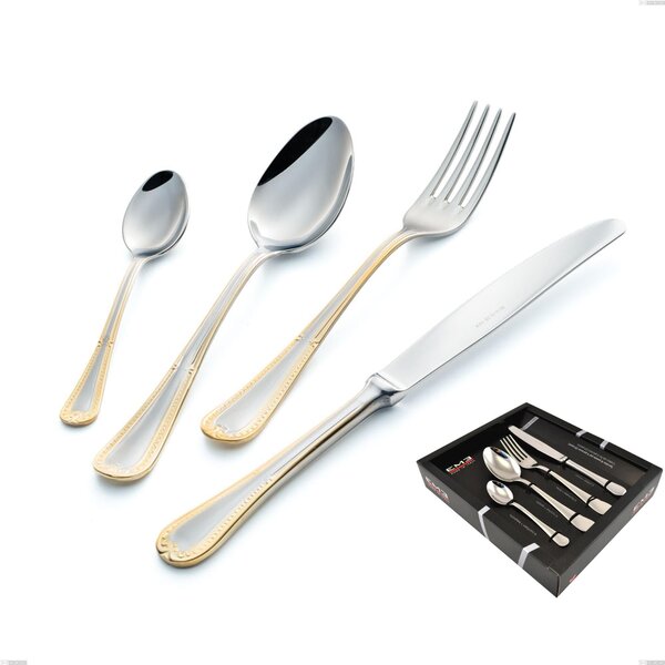 Firenze oro 24-piece cutlery set in display case, 18-10 stainless steel, 24-carat gold, 2.5 mm thickness