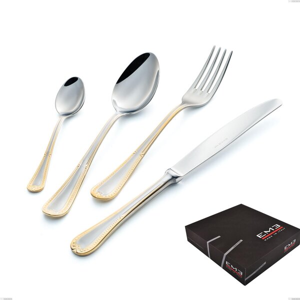 Firenze oro 49-piece cutlery set in gift box, 18-10 steel, 24-carat gold, 2.5 mm thickness