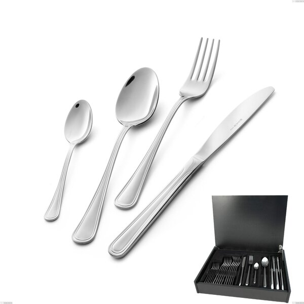 Galles 24 Piece Cutlery Set in Wooden Case, Economic Knife, Stainless Steel 18/10 (aisi 304), 2.00 mm Thickness