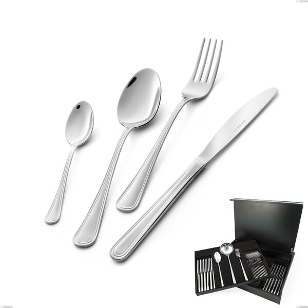 75 Piece Galles Cutlery Set in Wooden Case, Economical Knife, Stainless Steel 18/10 (AISI 304), 2.00 mm Thickness