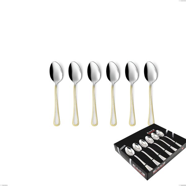 Galles oro 6 coffee spoons set, showcase packaging, 18-10 steel, 24 carat polished gold, 2 mm thickness
