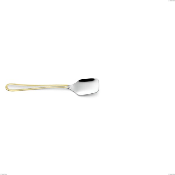 Galles Gold Ice Cream Spoon, 18-10 Stainless Steel, 24 Carat Polished Gold, 2 mm Thickness, 134 mm Length