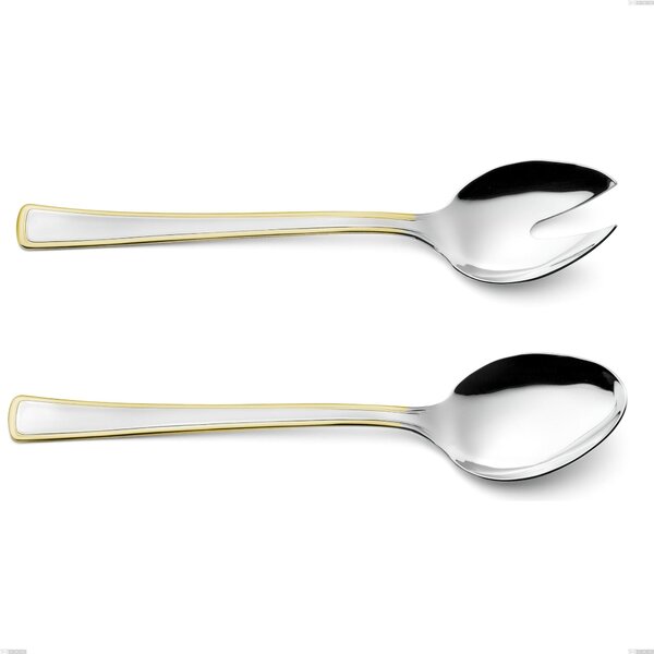 Galles Gold Salad Cutlery Pair, 18-10 Stainless Steel, 24 Carat Polished Gold, 2 mm Thickness, 231 mm Length