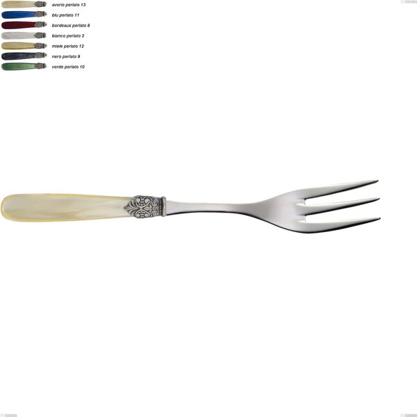 Georgian Serving Fork, 18/10 AISI 304 Polished Stainless Steel with Pearly Acrylic Handle, Length 237 mm