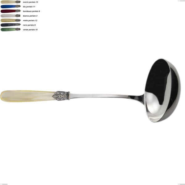 Georgian Ladle, 18/10 AISI 304 Polished Stainless Steel with Pearly Acrylic Handle, Length 269 mm