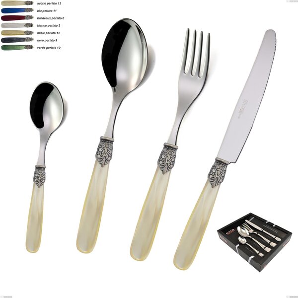 Coloured Cutlery Set 24 Pieces GEORGIAN in 18/10 Stainless Steel (AISI304) with NYLON Handle Dishwasher Safe
