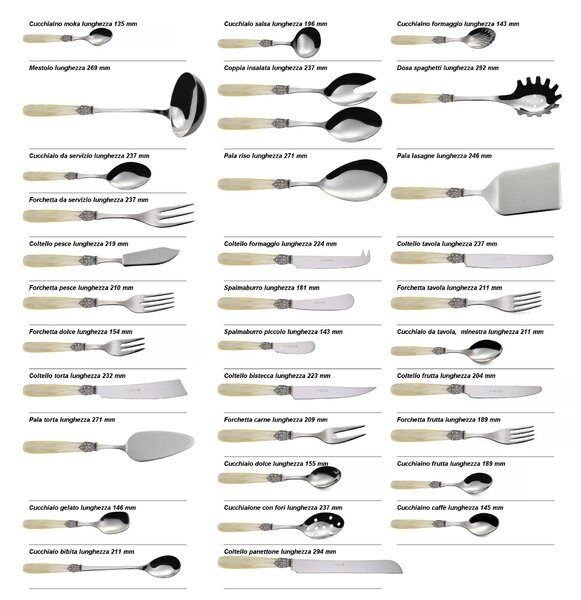Georgian 1 Place Setting Cutlery, 18/10 AISI 304 Polished Stainless Steel with Pearlised Acrylic Handle