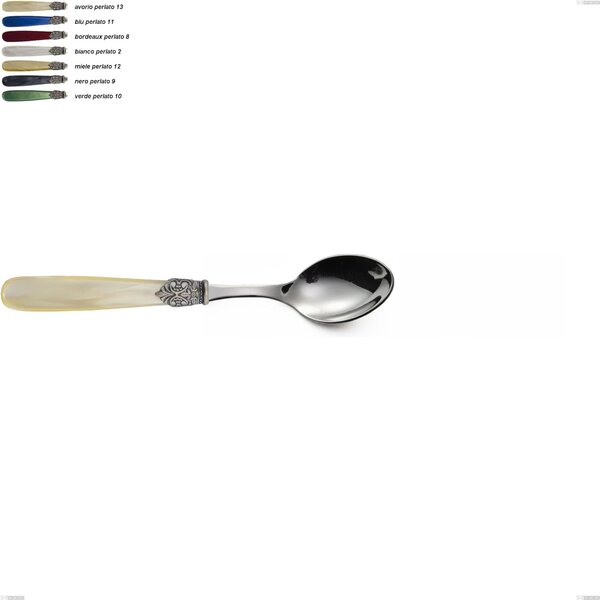 Georgian Dessert Spoon, 18/10 AISI 304 Polished Stainless Steel with Pearly Acrylic Handle, Length 155 mm
