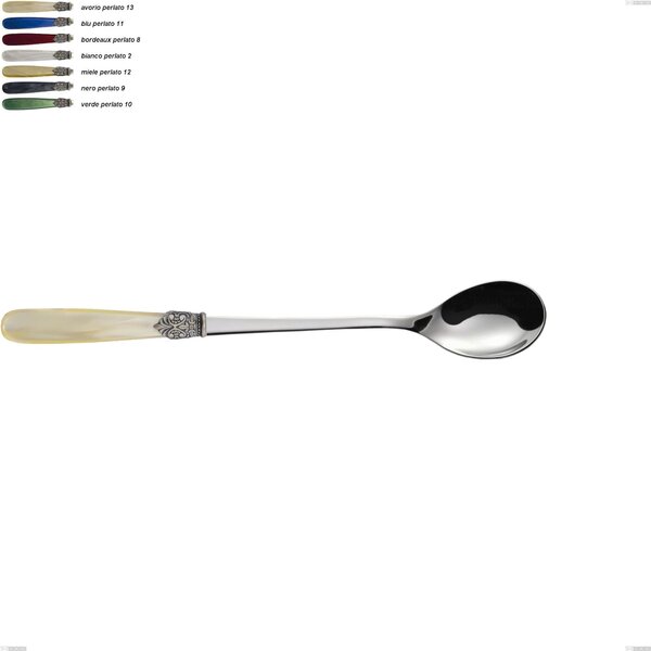 Georgian Drink Spoon, 18/10 AISI 304 Polished Stainless Steel with Pearlescent Acrylic Handle, Length 211 mm