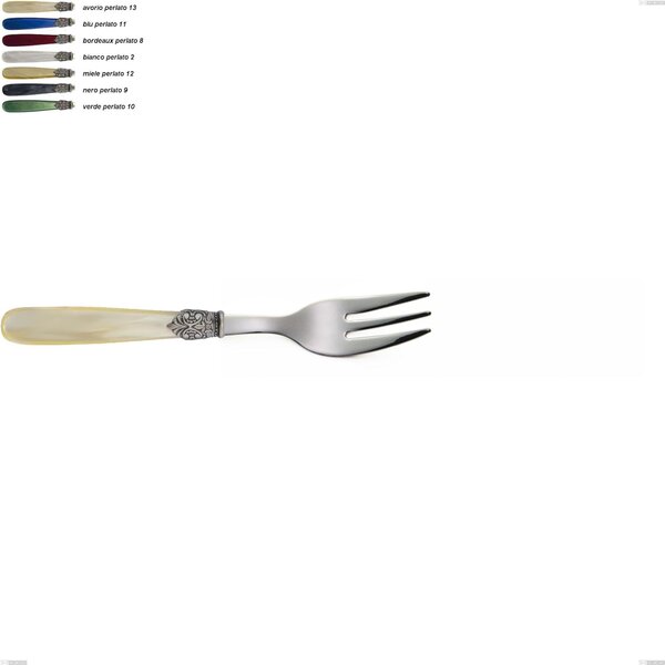 Georgian Dessert Fork, 18/10 AISI 304 Polished Stainless Steel with Pearlescent Acrylic Handle, Length 154 mm