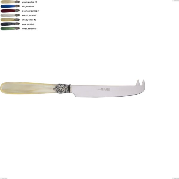 Georgian Cheese Knife, Polished 18/10 AISI 304 Stainless Steel with Pearlescent Acrylic Handle, Length 224 mm
